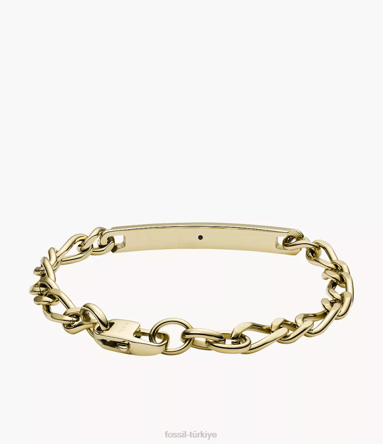 Fossil 6J041866 altın tonu çelik plak bilezik takı erkekler