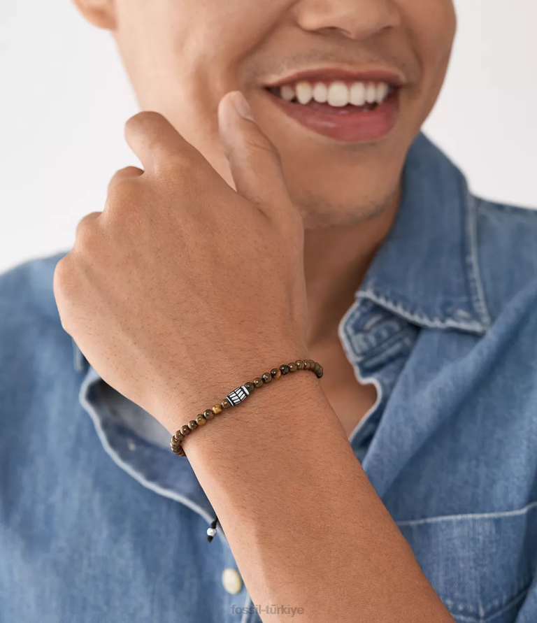 Fossil 6J041870 kaplan gözü boncuklu bilezik takı erkekler