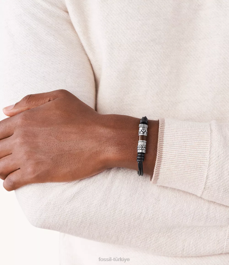 Fossil 6J041872 gümüş rondell bilezik takı erkekler