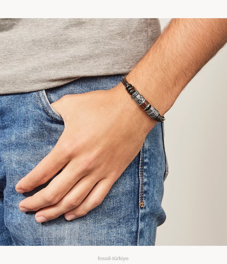 Fossil 6J041872 gümüş rondell bilezik takı erkekler