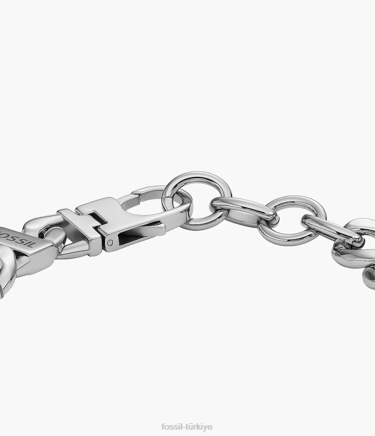 Fossil 6J041873 gümüş ton paslanmaz çelik kimlik bilekliği çektim takı erkekler