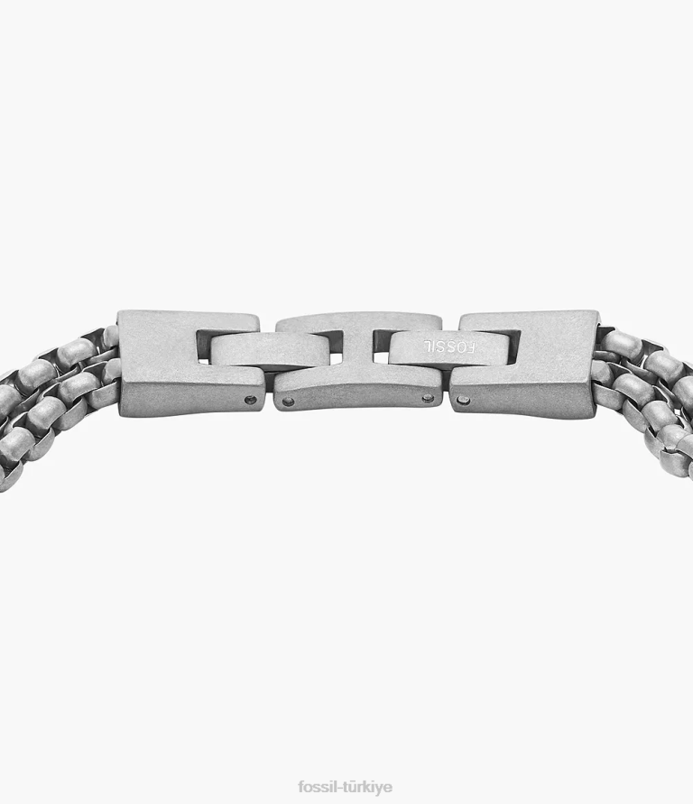 Fossil 6J041874 gümüş ton maceracı paslanmaz çelik zincir bileklik takı erkekler