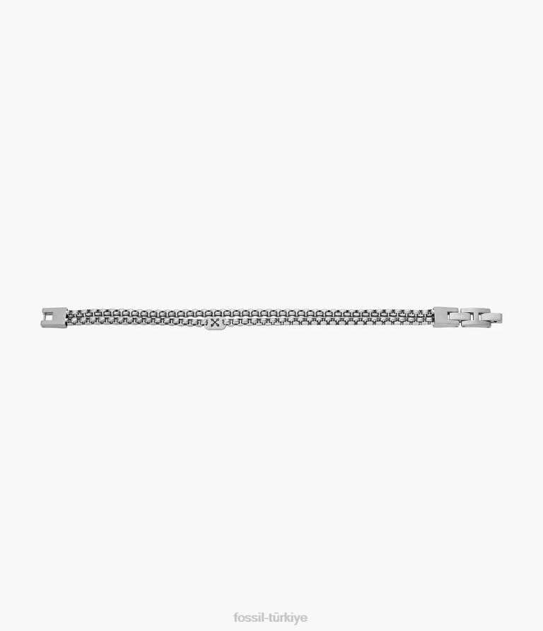 Fossil 6J041874 gümüş ton maceracı paslanmaz çelik zincir bileklik takı erkekler