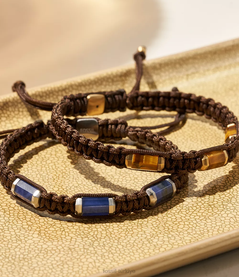 Fossil 6J041877 sodalit hepsi yığılmış istasyon bileziği takı erkekler