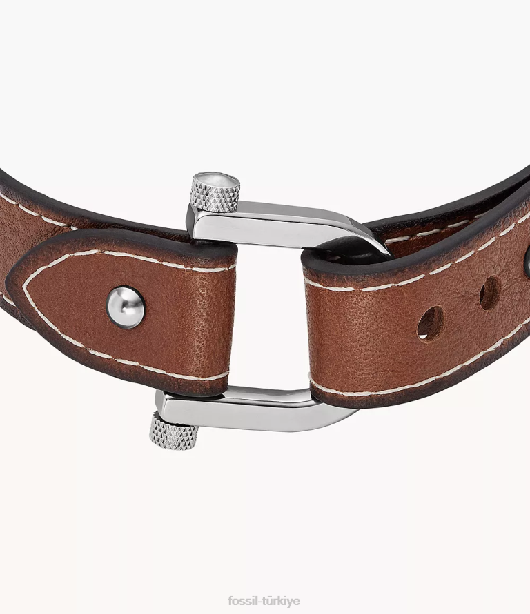 Fossil 6J041879 orta kahverengi miras d-link deri kayış bileklik takı erkekler