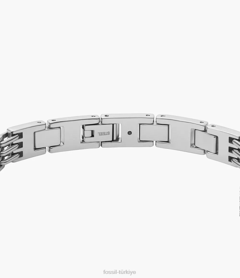Fossil 6J041883 gümüş ton paslanmaz çelik zincir bilezik takı erkekler