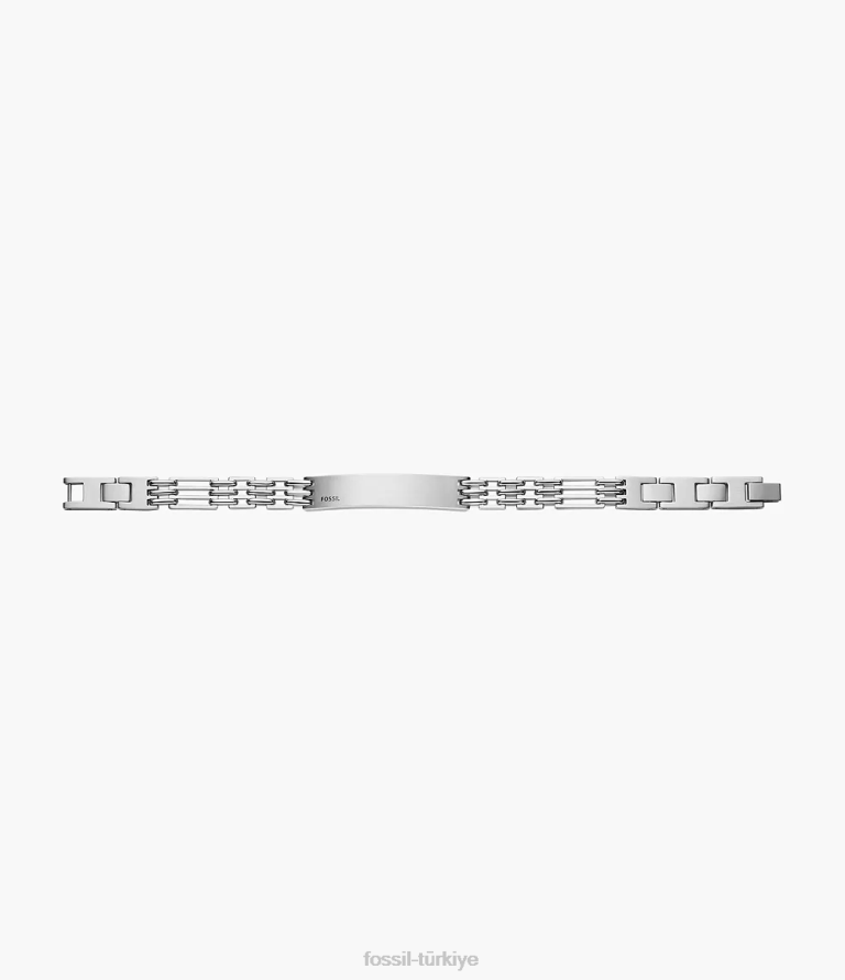 Fossil 6J041883 gümüş ton paslanmaz çelik zincir bilezik takı erkekler