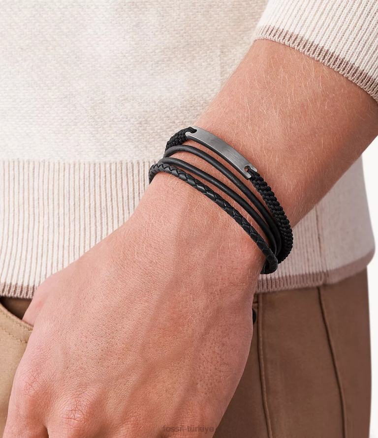 Fossil 6J041885 gri vintage gündelik çelik çok telli bileklik takı erkekler