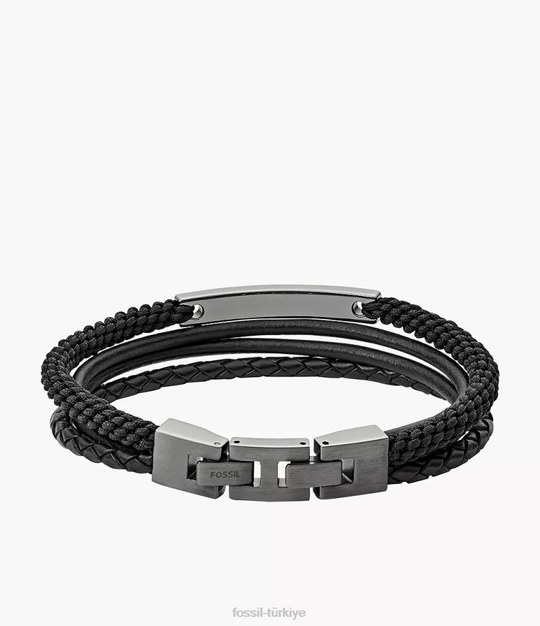 Fossil 6J041885 gri vintage gündelik çelik çok telli bileklik takı erkekler