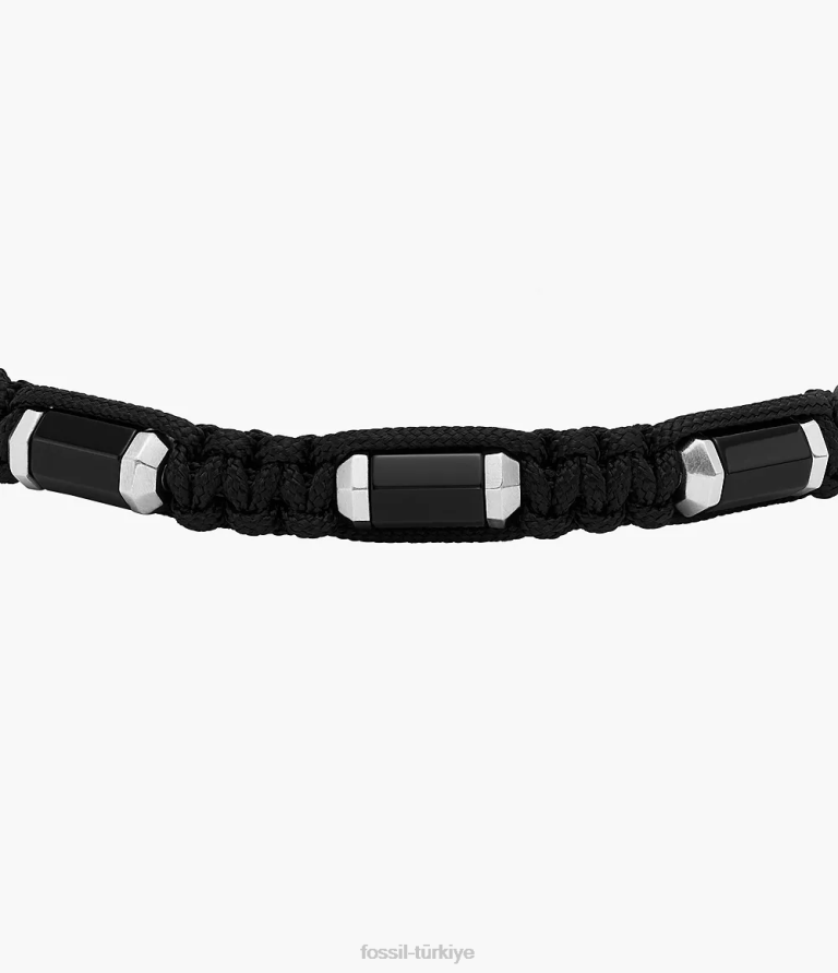 Fossil 6J041889 siyah oniks boncuklu bilezik takı erkekler