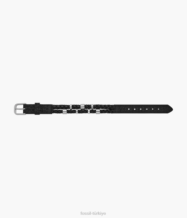 Fossil 6J041893 siyah deri essentials deri kayış bilezik takı erkekler