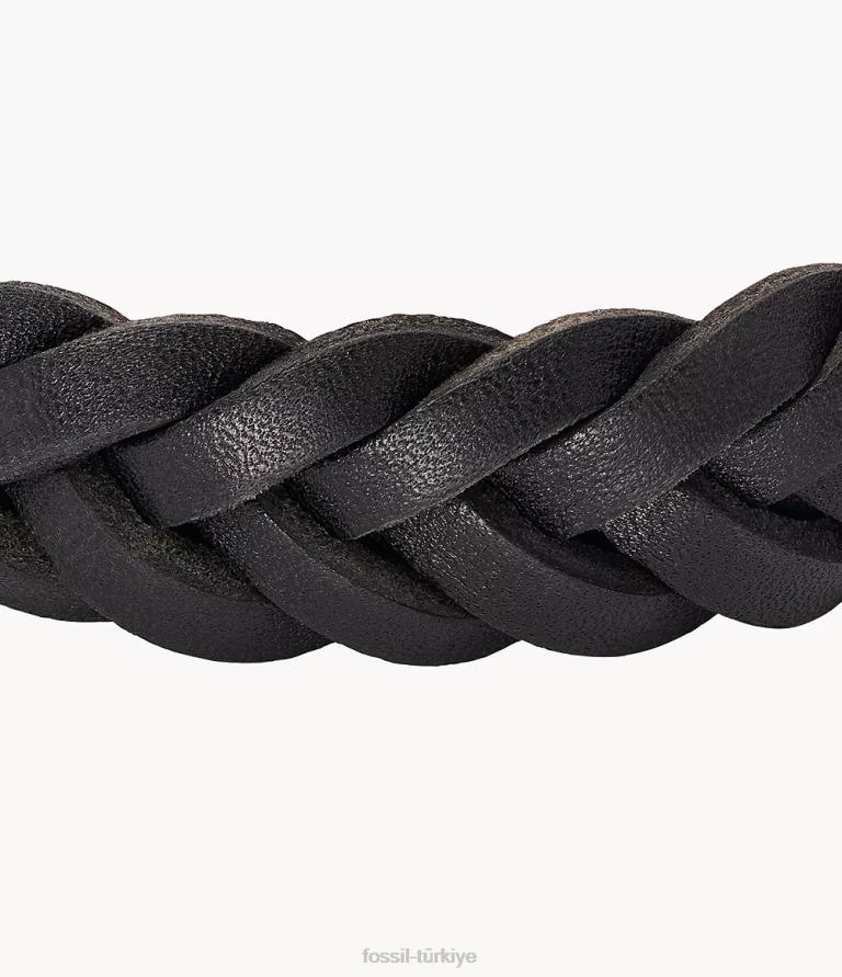 Fossil 6J041894 siyah deri essentials deri kayış bilezik takı erkekler