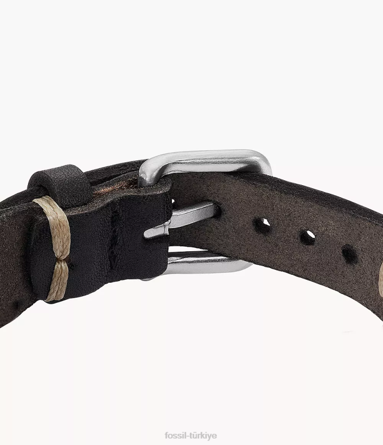 Fossil 6J041894 siyah deri essentials deri kayış bilezik takı erkekler