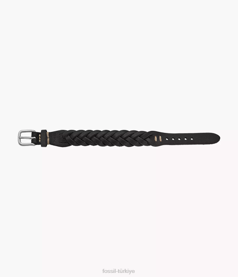 Fossil 6J041894 siyah deri essentials deri kayış bilezik takı erkekler