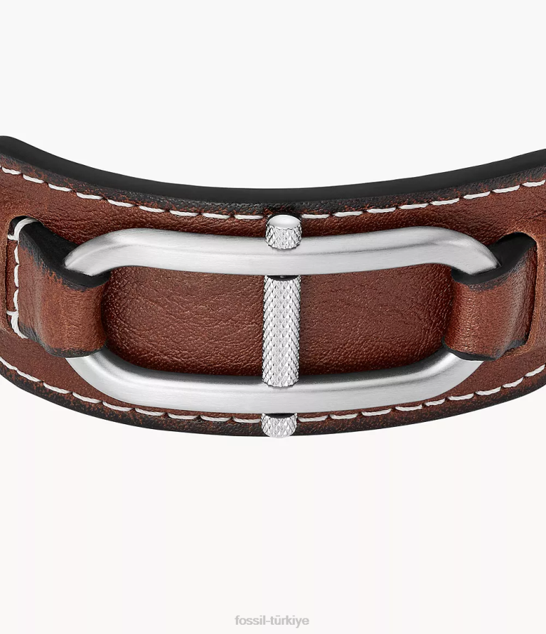 Fossil 6J041895 orta kahverengi miras d-link deri kayış bileklik takı erkekler