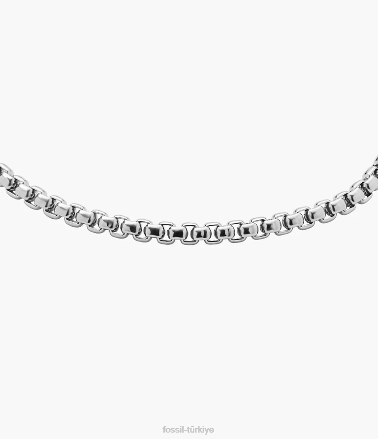 Fossil 6J041896 gümüş ton miras kalkanı paslanmaz çelik zincir bilezik takı erkekler