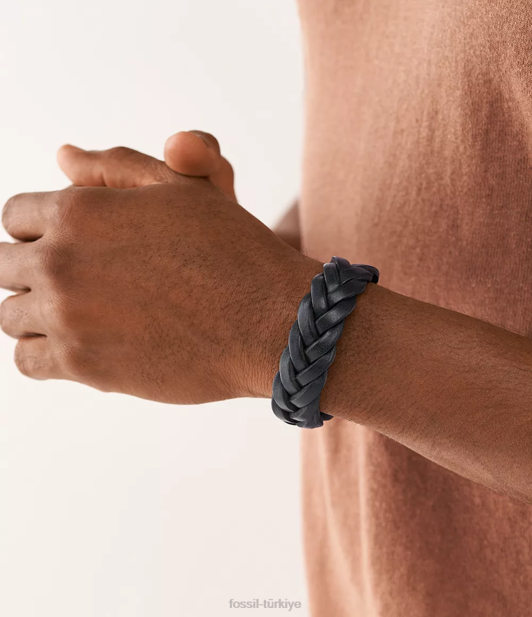 Fossil 6J041897 Donanma deri essentials deri kayış bilezik takı erkekler
