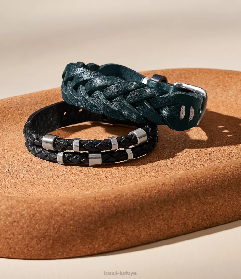 Fossil 6J041897 Donanma deri essentials deri kayış bilezik takı erkekler
