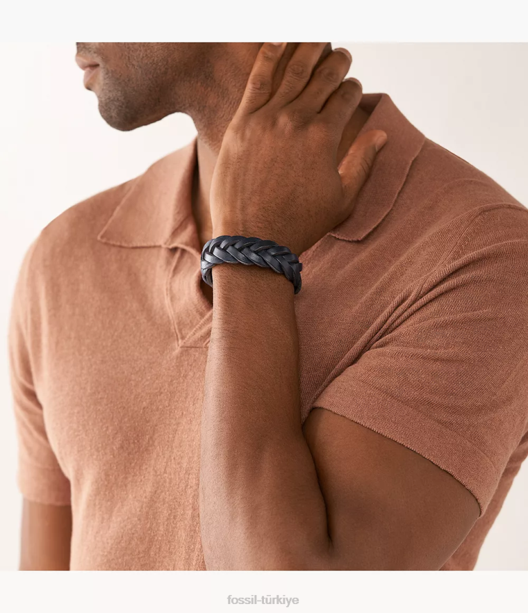 Fossil 6J041897 Donanma deri essentials deri kayış bilezik takı erkekler