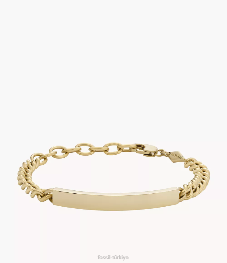 Fossil 6J041932 altın tonu elliott paslanmaz çelik kimlik bileziği takı erkekler