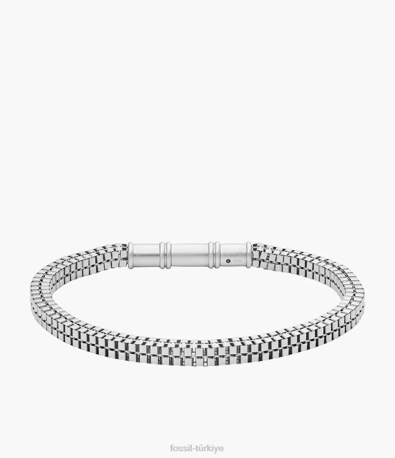 Fossil 6J041933 gümüş ton paslanmaz çelik zincir bilezik takı erkekler