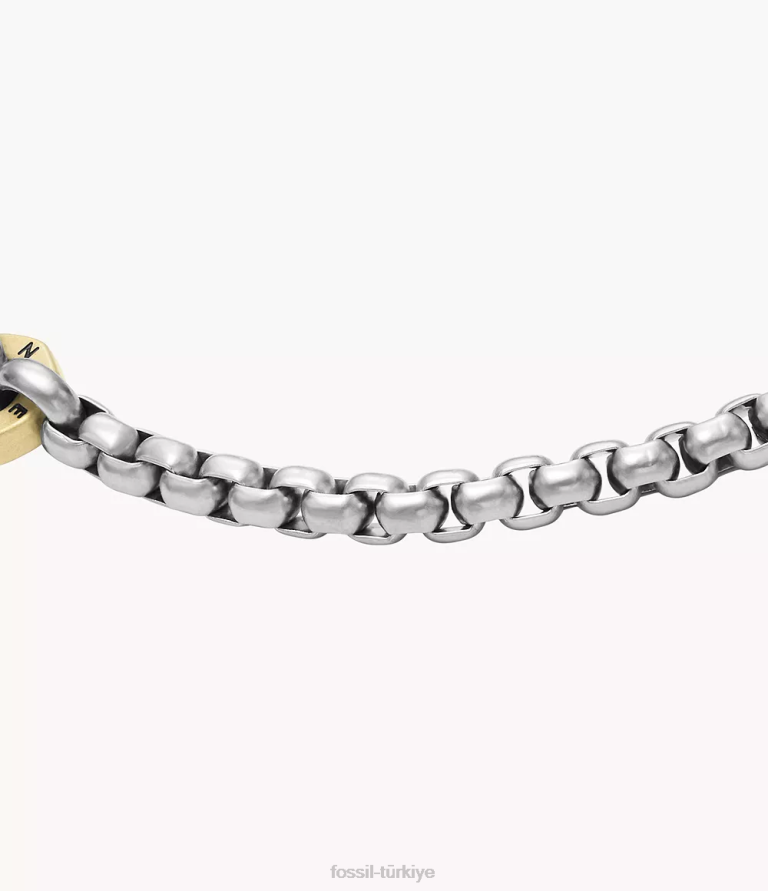 Fossil 6J041935 iki ton sawyer paslanmaz çelik zincir bilezik takı erkekler