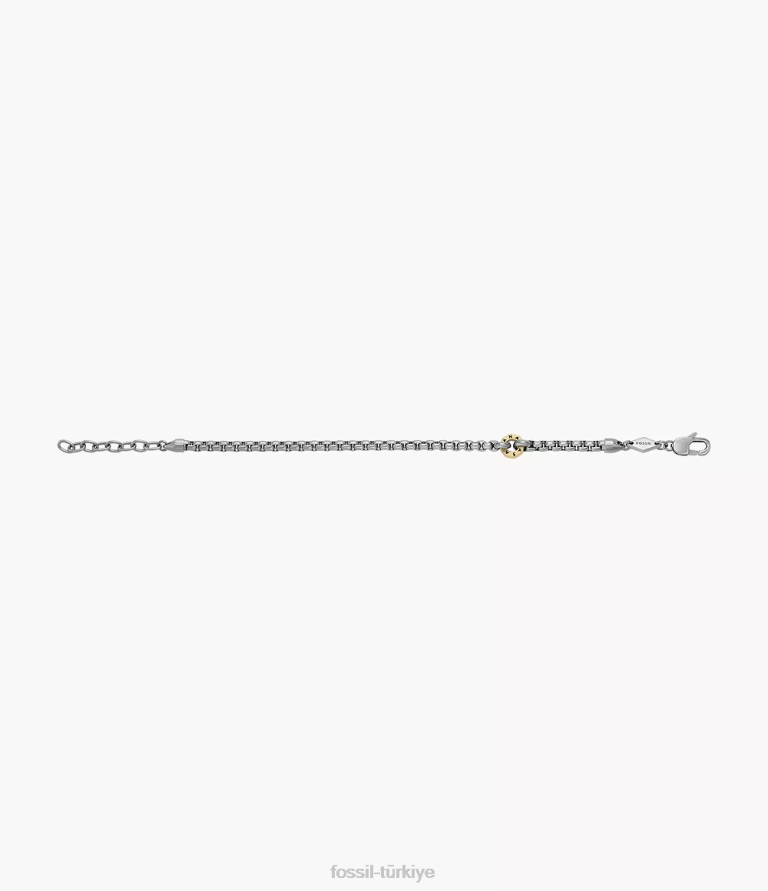 Fossil 6J041935 iki ton sawyer paslanmaz çelik zincir bilezik takı erkekler