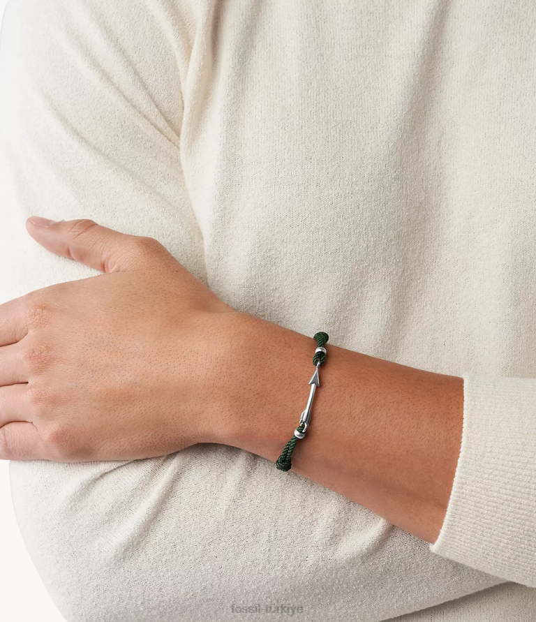 Fossil 6J041936 gümüş ton paslanmaz çelik çok sıralı bilezik takı erkekler