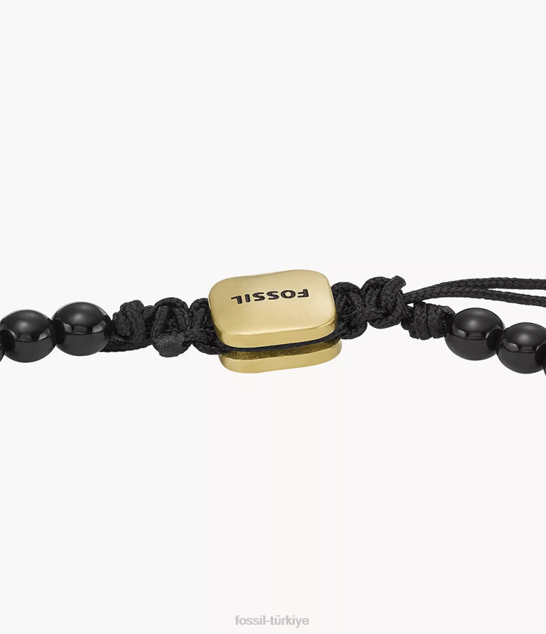 Fossil 6J041942 siyah tarih ayı oniks ve yeşim boncuklu bileklik takı erkekler