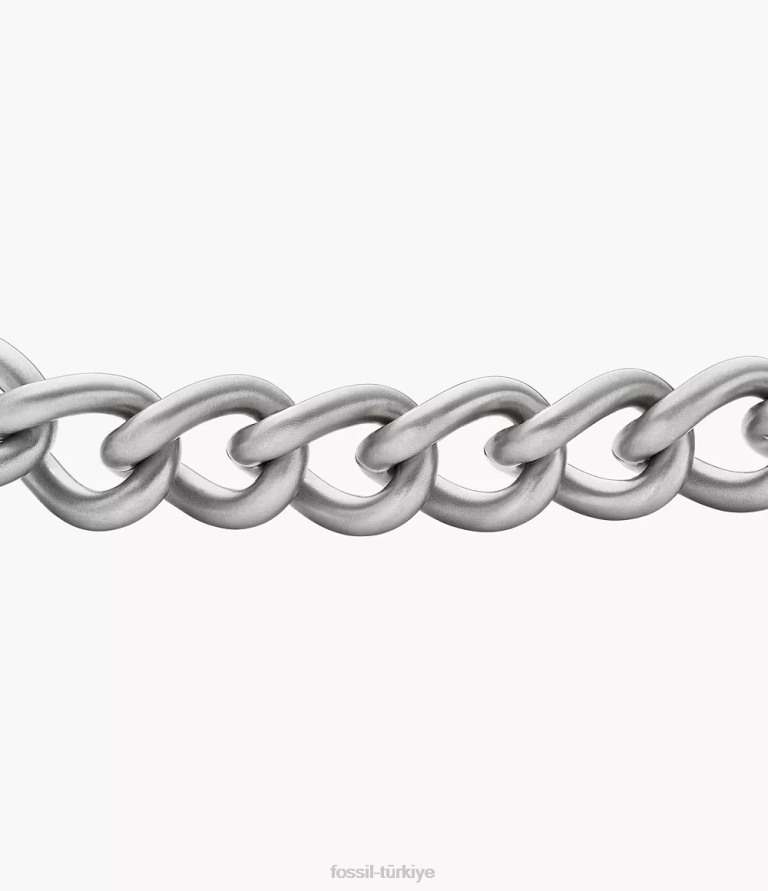 Fossil 6J041946 siyah deri paslanmaz çelik ve bilezik takı erkekler