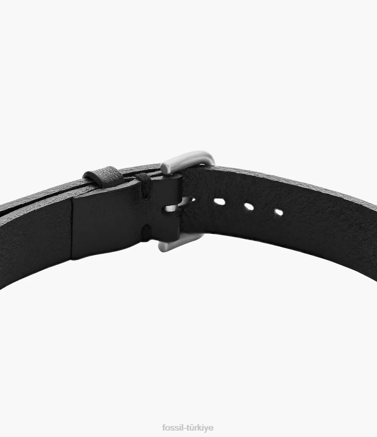 Fossil 6J041946 siyah deri paslanmaz çelik ve bilezik takı erkekler