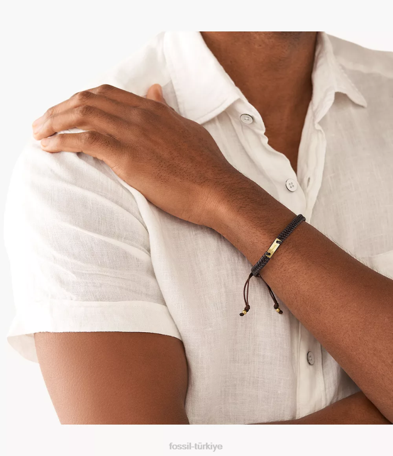 Fossil 6J041952 kahverengi deri kayış bilezik takı erkekler