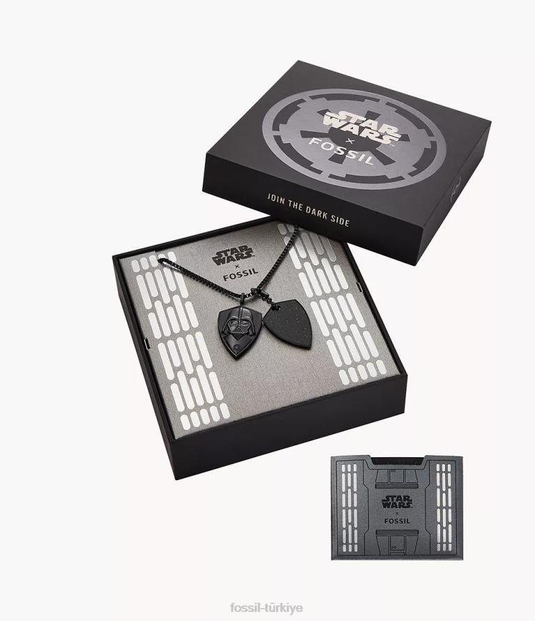 Fossil 6J041900 mavi kumtaşı yıldız savaşları darth vader köpek etiketi kolye takı erkekler
