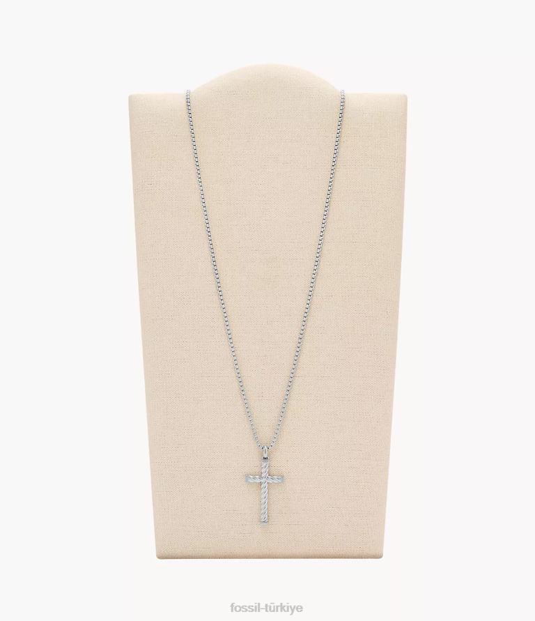 Fossil 6J041905 gümüş ton anlamlı anlar paslanmaz çelik çapraz kolye kolye takı erkekler