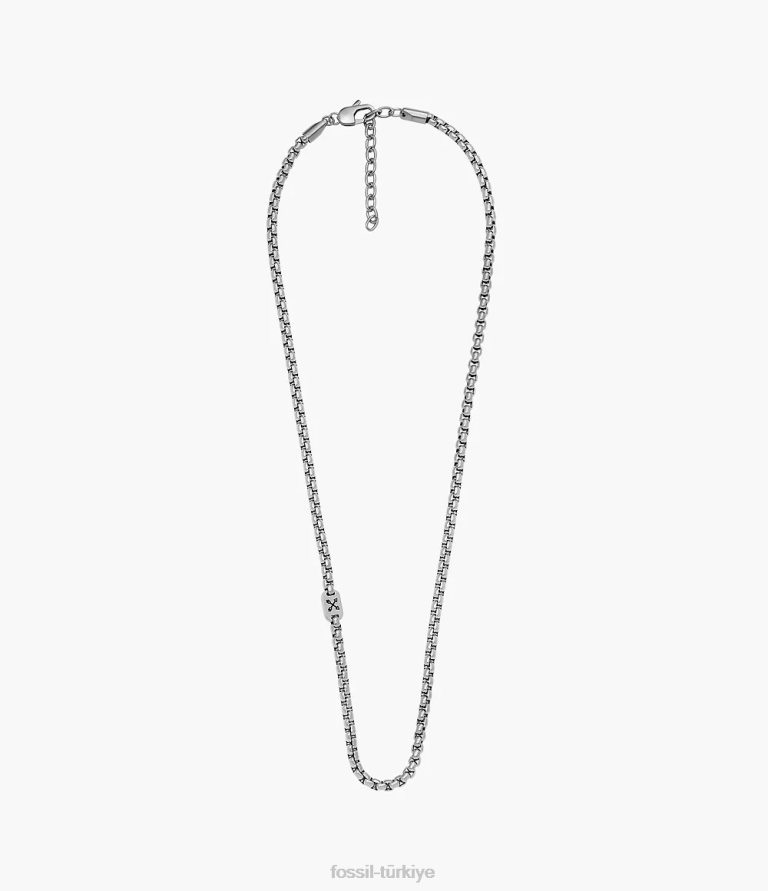 Fossil 6J041908 gümüş ton maceracı paslanmaz çelik zincir kolye takı erkekler