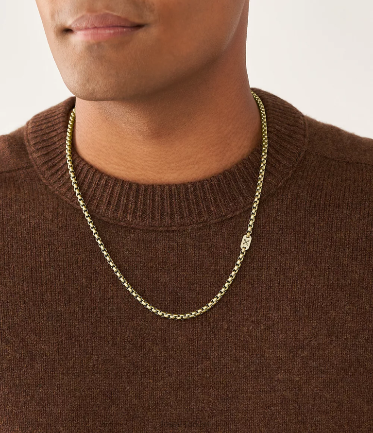 Fossil 6J041911 altın tonu maceracı paslanmaz çelik zincir kolye takı erkekler