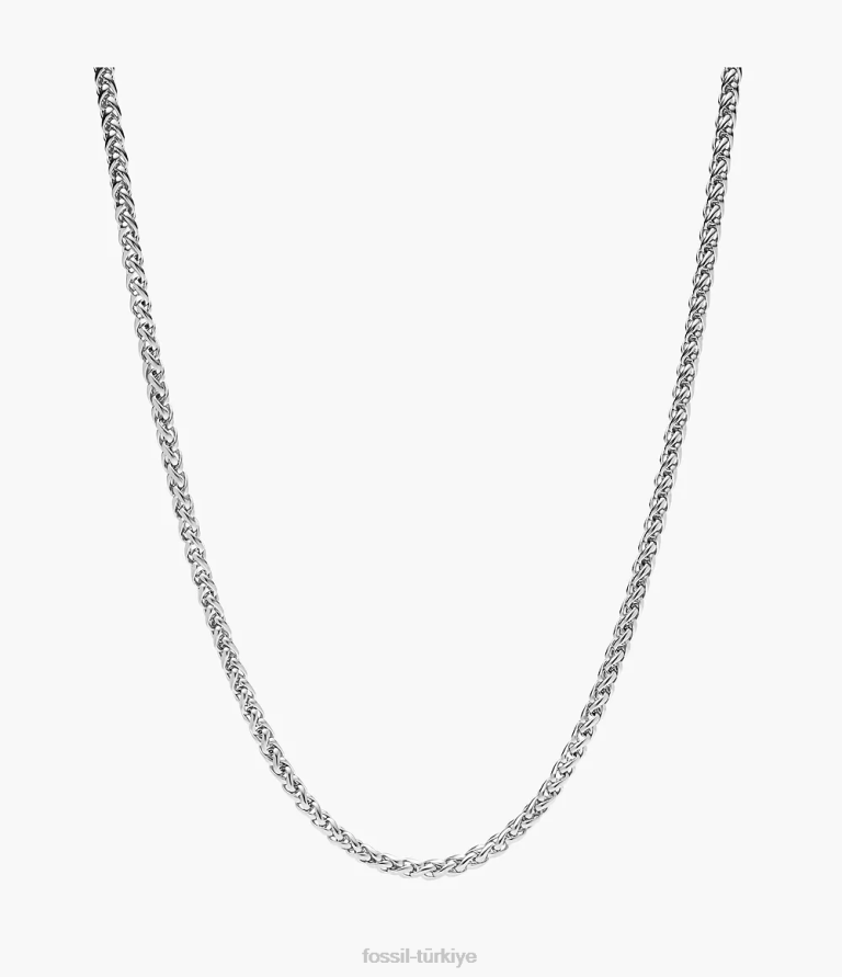 Fossil 6J041926 gümüş ton paslanmaz çelik zincir kolye takı erkekler
