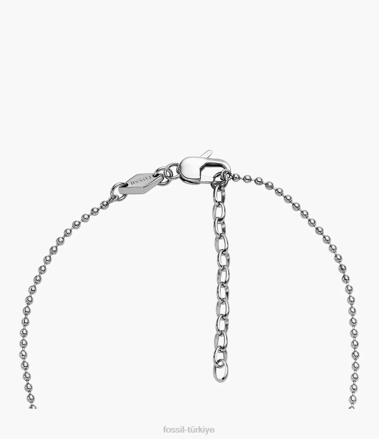 Fossil 6J041947 gümüş ton elliott paslanmaz çelik kimlik kolyesi takı erkekler
