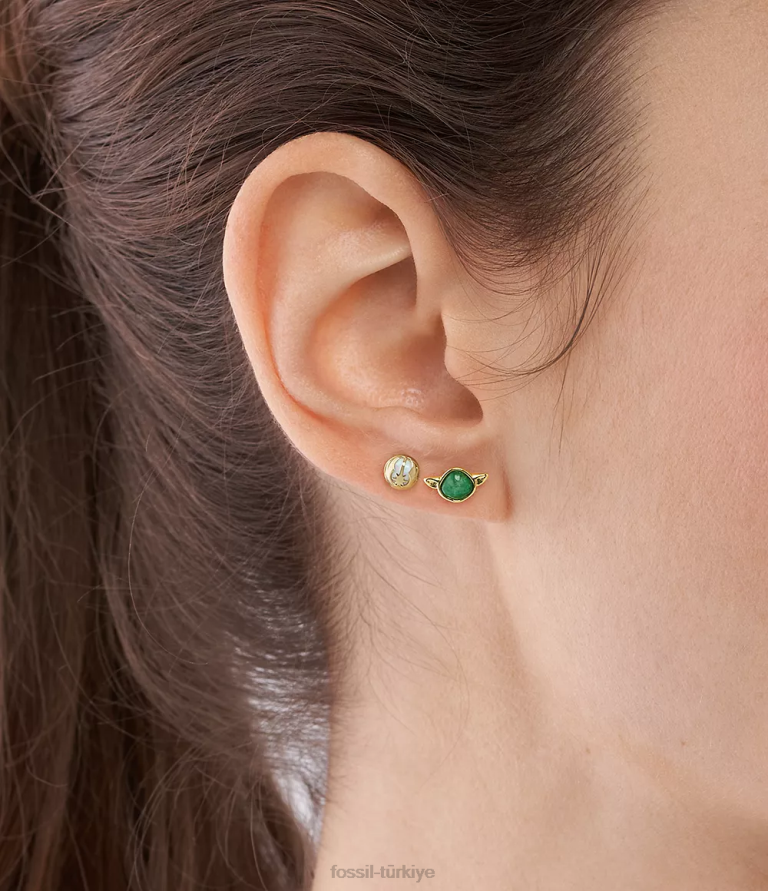 Fossil 6J041031 altın yıldız savaşları saplama küpe seti takı kadınlar