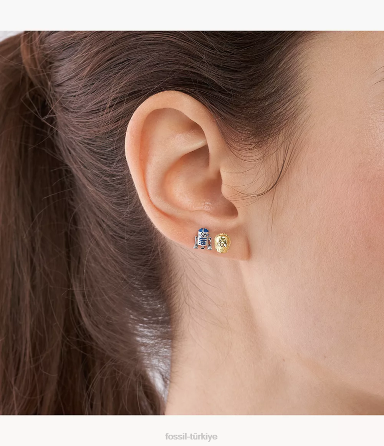 Fossil 6J041031 altın yıldız savaşları saplama küpe seti takı kadınlar