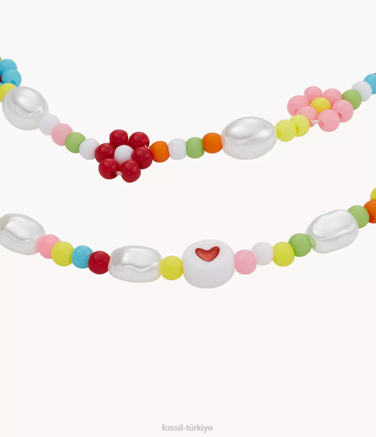 Fossil 6J041133 altın tonu pirinç boncuklu bilezik seti takı kadınlar