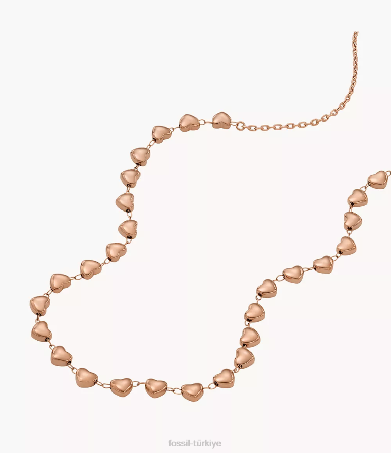 Fossil 6J041145 altın tonu gül rengi paslanmaz çelik kolye ve küpe seti takı kadınlar