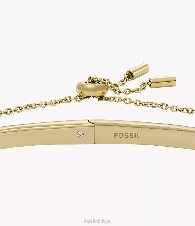 Fossil 6J041160 altın tonu paslanmaz çelik bilezik seti takı kadınlar