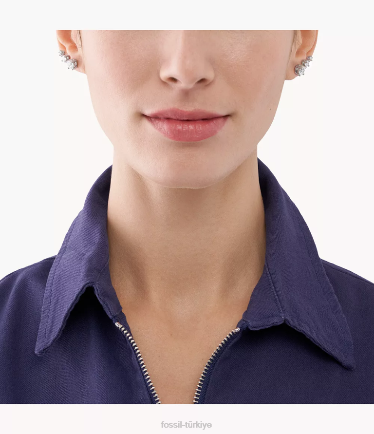 Fossil 6J041256 gümüş pirinç küpe seti takı kadınlar