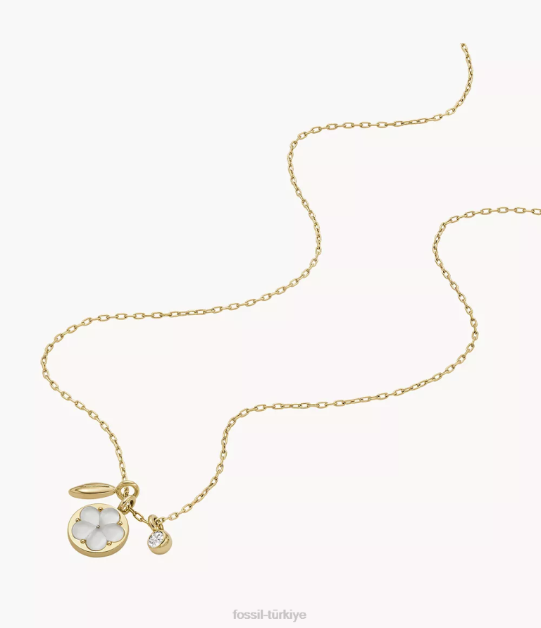 Fossil 6J041259 beyaz kristal kolye kolye ve halka küpe seti takı kadınlar