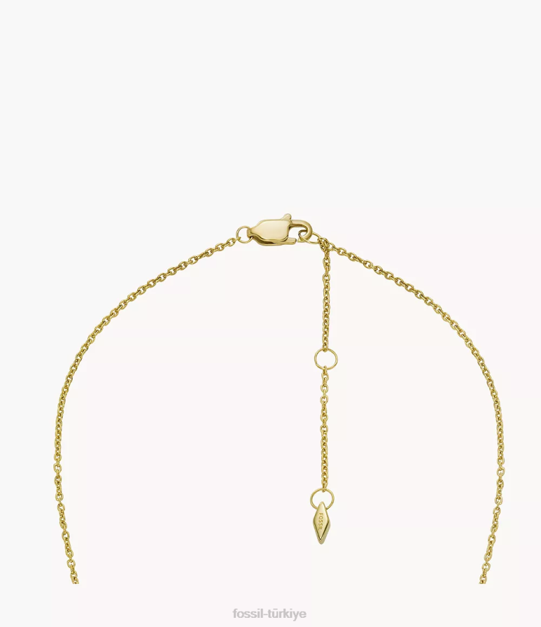 Fossil 6J041283 altın tonu paslanmaz çelik ve sentetik opal kolye ve küpe hediye seti takı kadınlar