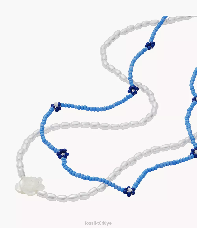 Fossil 6J041303 sedef boncuklu kolye seti takı kadınlar