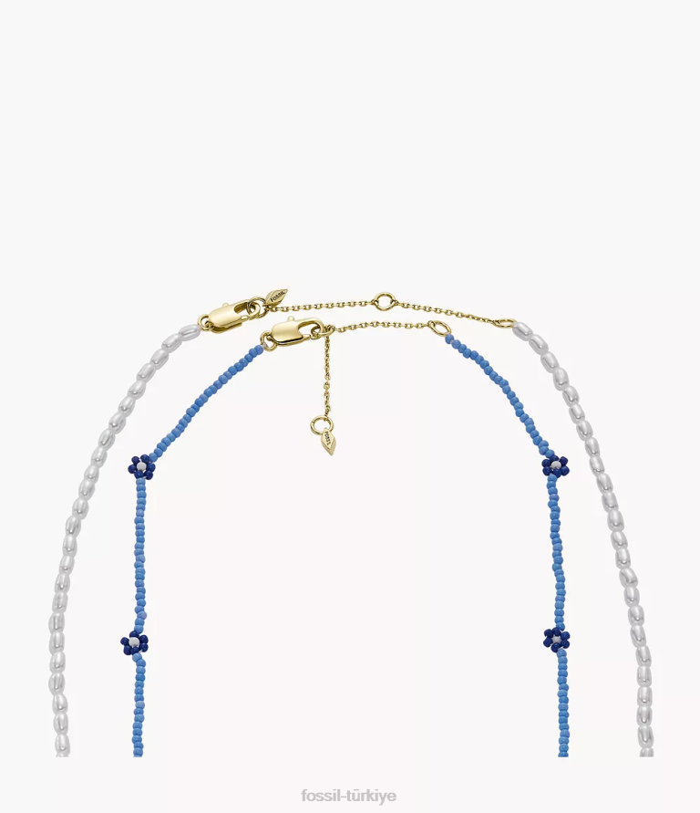 Fossil 6J041303 sedef boncuklu kolye seti takı kadınlar