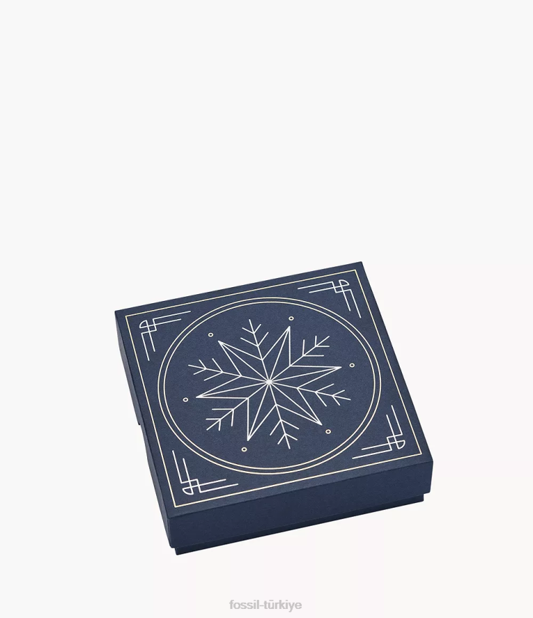 Fossil 6J041311 iki tonlu gümüş ve altın tamamı yığılmış paslanmaz çelik bilezik seti takı kadınlar