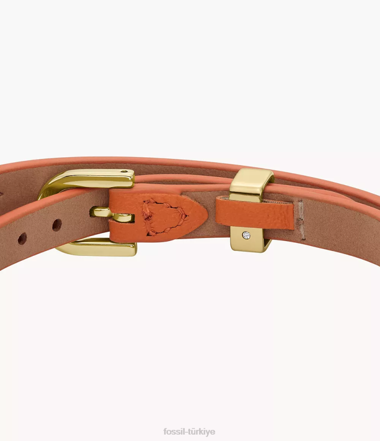 Fossil 6J041000 hükümdar turuncu miras d-link deri kayış bileklik takı kadınlar